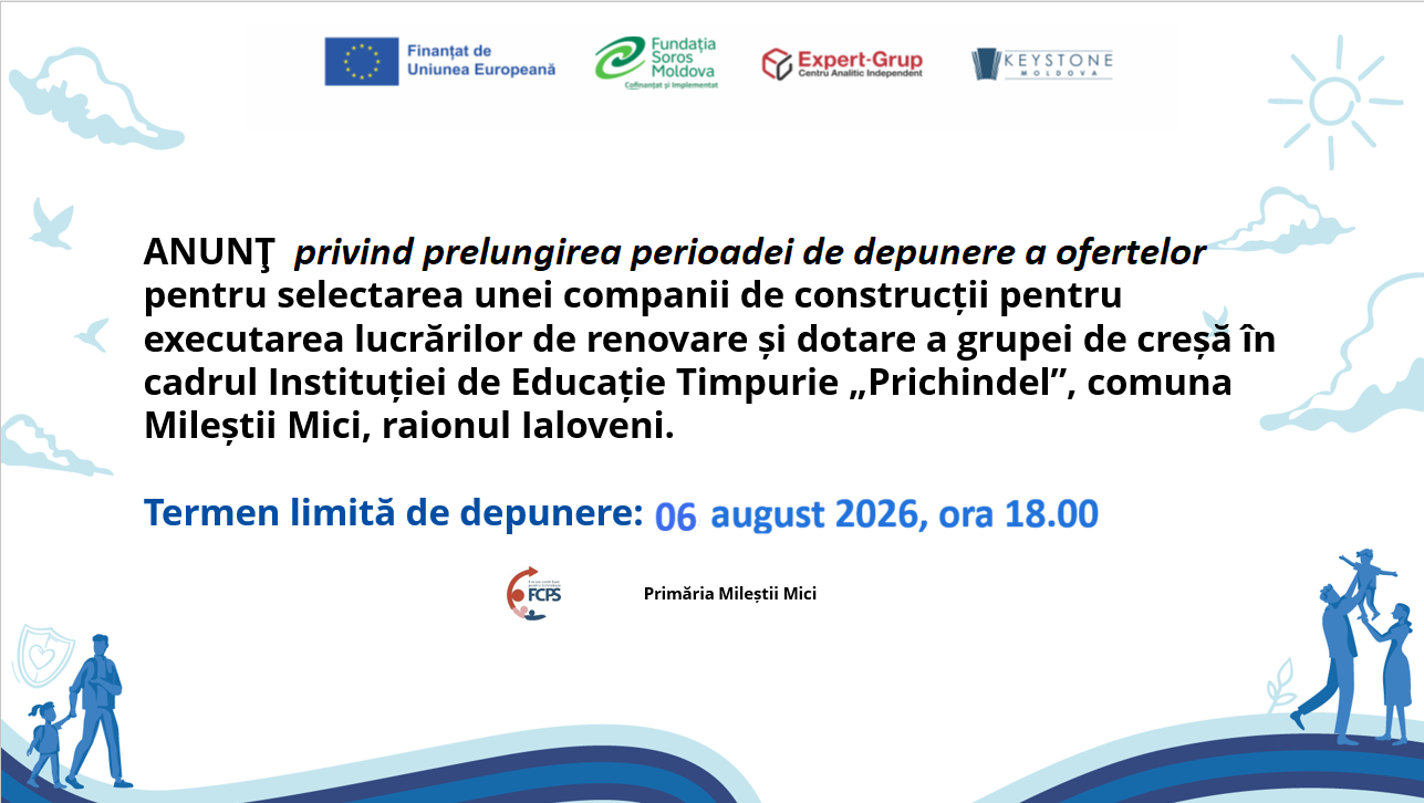 Termen prelungit privind depunerea ofertelor și selecția unei companii de construcții